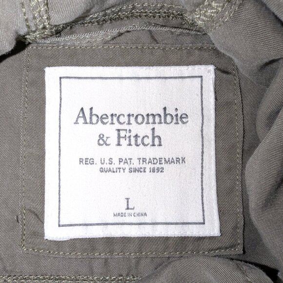 Abercrombie & Fitch | Olive Green Lightweight Crop Hooded Utility Jacket Large - Picture 5 of 15